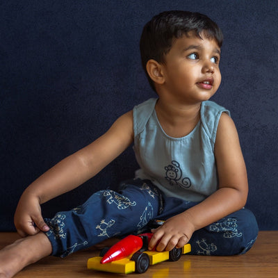 Kids Unisex Organic Cotton Zoo Monkey Jhabla with Zoo Pants – Kids Daywear Sets on Brown Living™. SKU: ZOO - MONZOO - JHAPJ - 03 - 0322. Img 2.