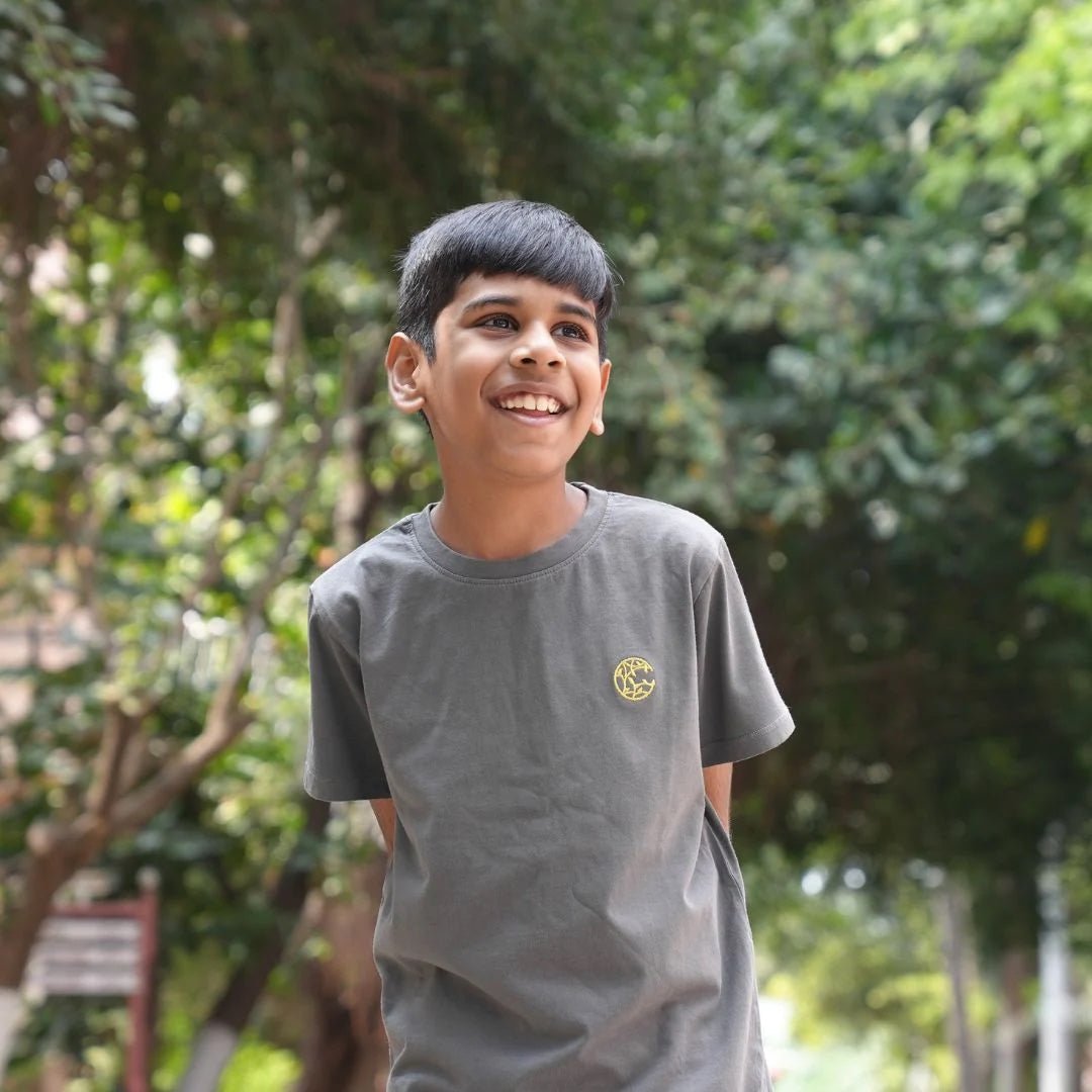 Kid’s Unisex T-Shirt – Plant Dyed, 0 Toxin & Anti - Microbial – Kids T-Shirts on Brown Living™. SKU: BVK015MG6. Img 1.
