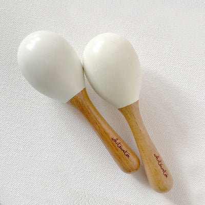 Kids Wooden Maracs Set - White – Baby Rattles on Brown Living™. SKU: MAR - WHT. Img 1.