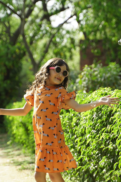 Kind is Beautiful Dress | Soft Cotton Dog Print Dress for Kids – Kids Daywear Sets on Brown Living™. SKU: ZGDPA. Img 1.