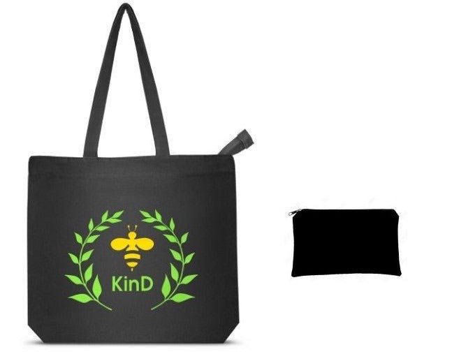 Kind - Premium Cotton Canvas Tote Bag with Zip - Black | Verified Sustainable by Brown Living™