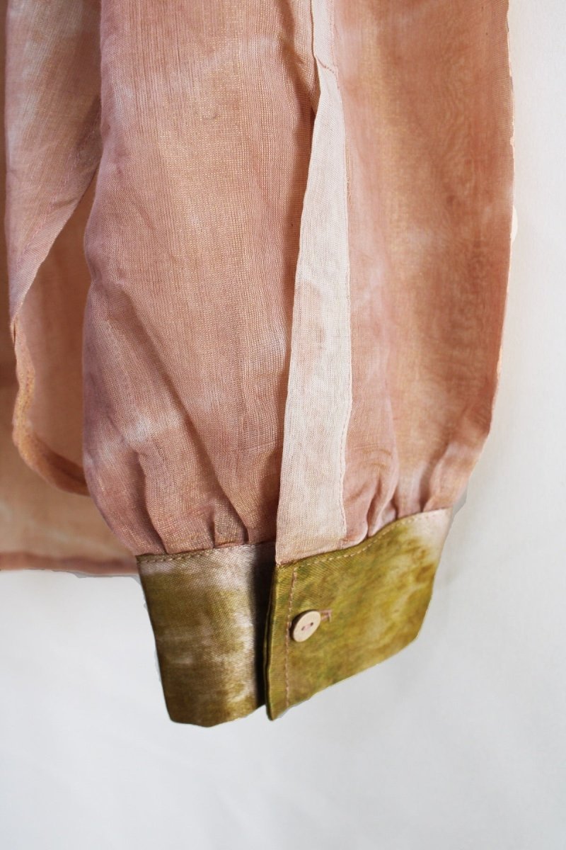 Kiyomi Handwoven Zari Chanderi Shirt Peach | Verified Sustainable by Brown Living™