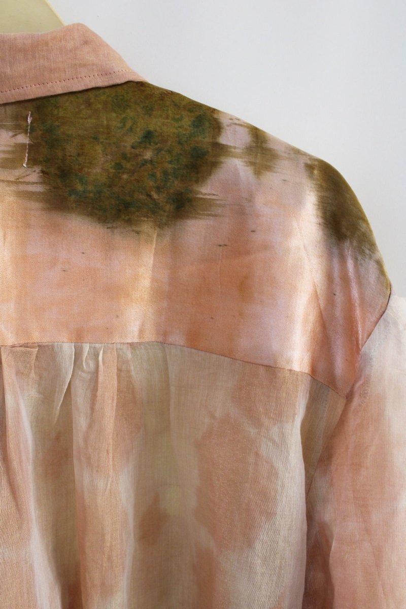 Kiyomi Handwoven Zari Chanderi Shirt Peach | Verified Sustainable by Brown Living™