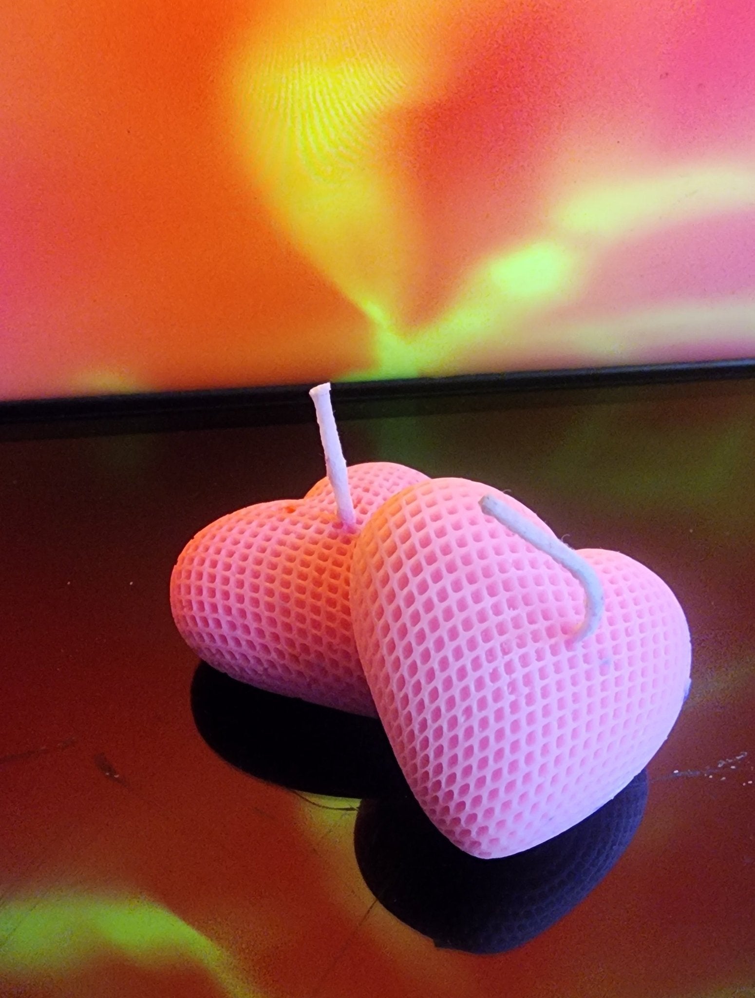 Knit Heart Candle | Handcrafted Decorative Candle – Candles & Fragrances on Brown Living™. SKU: CCHeart_01. Img 2.