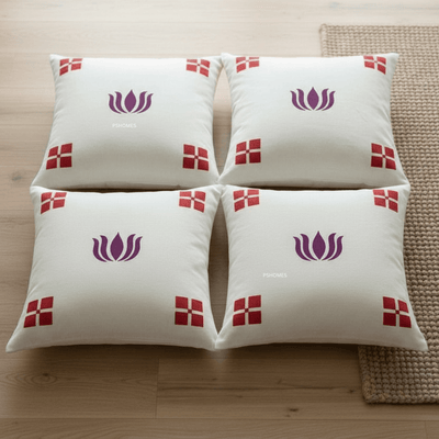 Kolam Handblock Cotton Cushion Covers with Zipper - Set of 4 – Covers & Inserts on Brown Living™. SKU: CUSKOLLAM16X16RED-4. Img 18.