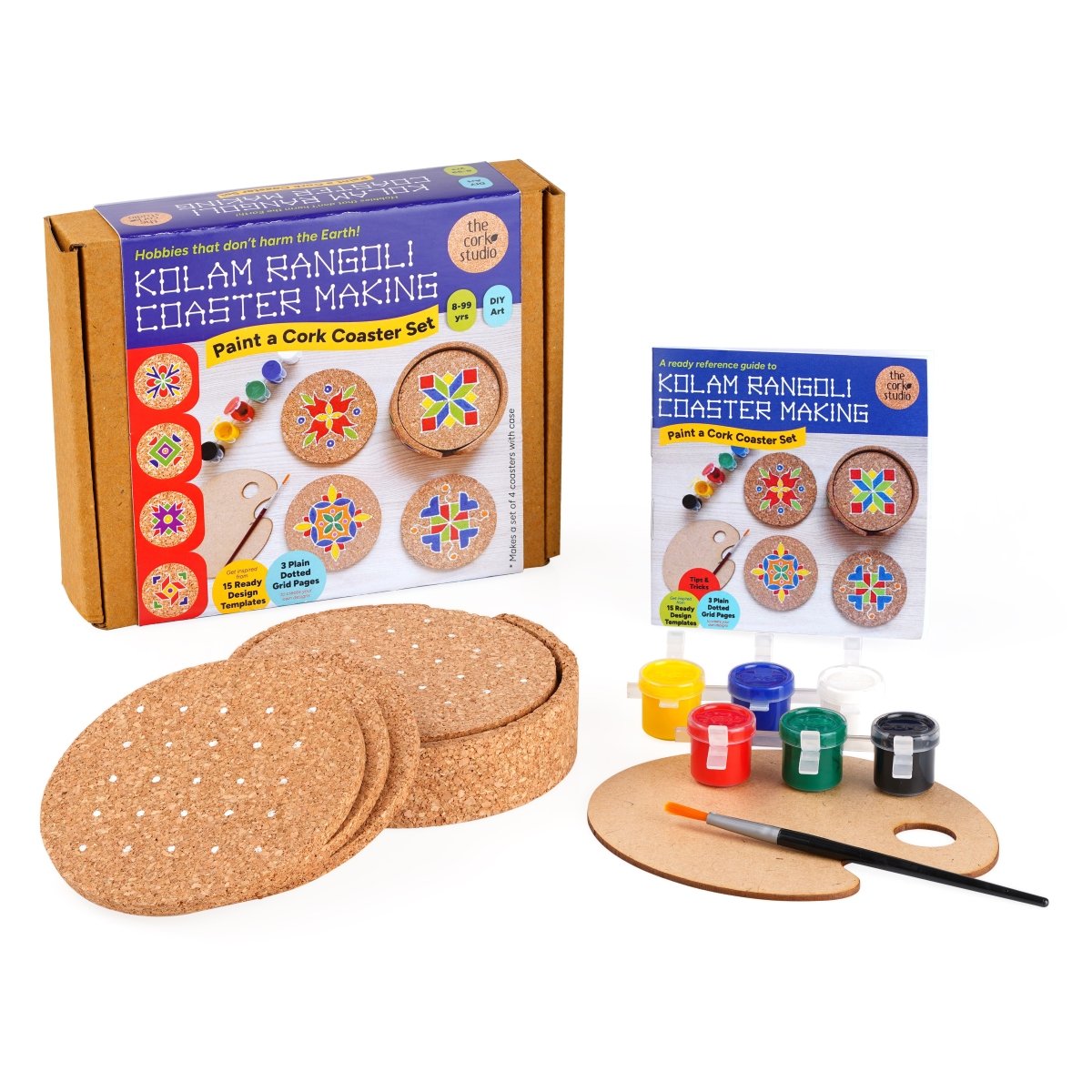 Kolam Rangoli Coaster Making DIY Kit – Learning & Educational Toys by The Cork Studio available on Brown Living™. . SKU: TCS - 20. Img 1.