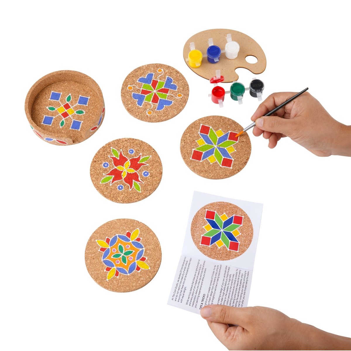 Kolam Rangoli Coaster Making DIY Kit – Learning & Educational Toys by The Cork Studio available on Brown Living™. . SKU: TCS - 20. Img 2.