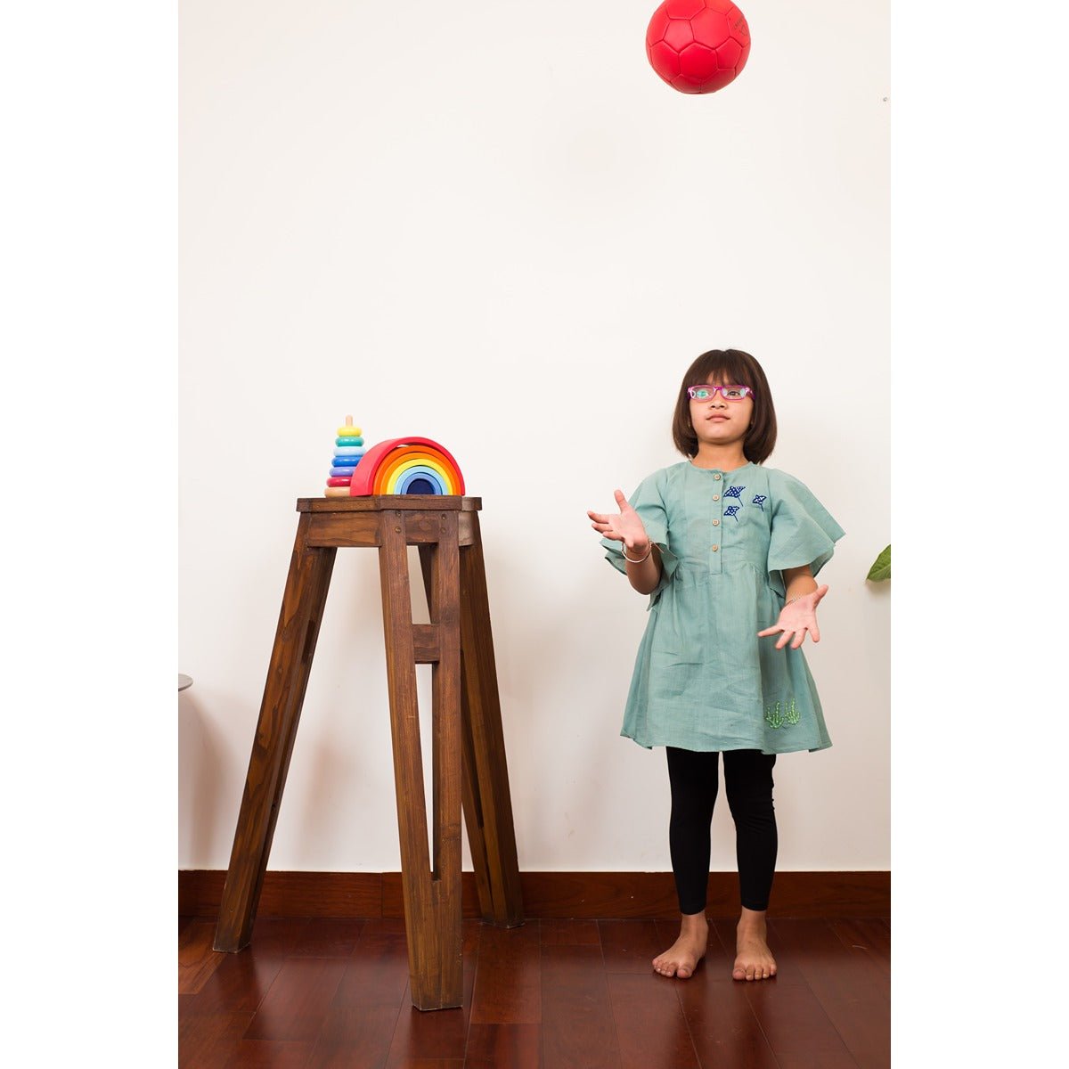 Kooky Koi String Top | Pistachio Green Cotton Top for Girls – Kids Daywear Sets on Brown Living™. SKU: MCBL38. Img 1.