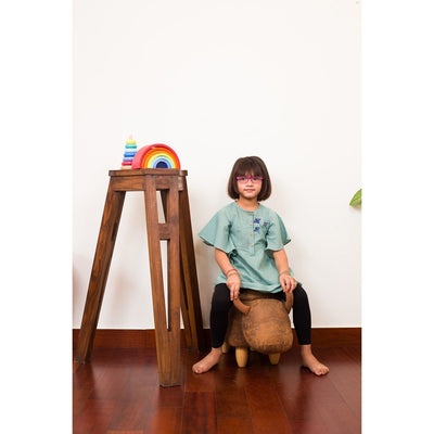 Kooky Koi String Top | Pistachio Green Cotton Top for Girls – Kids Daywear Sets on Brown Living™. SKU: MCBL38. Img 2.