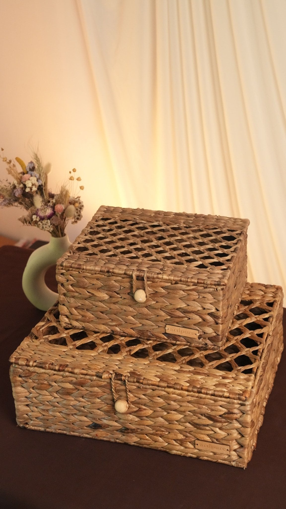 Kosh Star Wicker Box | Handcrafted Water Hyacinth Storage Box – Baskets & Boxes on Brown Living™. SKU: 305SW. Img 2.