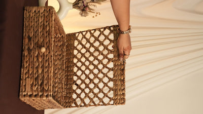 Kosh Star Wicker Box | Handcrafted Water Hyacinth Storage Box – Baskets & Boxes on Brown Living™. SKU: 305SW. Img 3.