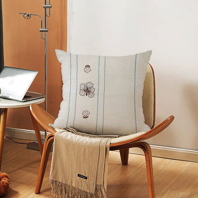 Krishnasura Cushion Cover | Hand - Embroidered Cotton Decorative Cushion – Covers & Inserts on Brown Living™. SKU: UD00000199 - n. Img 1.