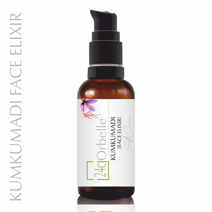 Kumkumadi Face Elixir – Anti - Aging & Skin Brightening Oil | 30 ml – Face Serum on Brown Living™. SKU: 24 - KM - FE - 30ML. Img 1.