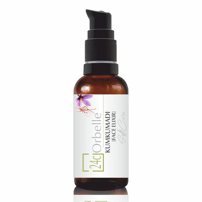Kumkumadi Face Elixir – Anti - Aging & Skin Brightening Oil | 30 ml – Face Serum on Brown Living™. SKU: 24 - KM - FE - 30ML. Img 2.