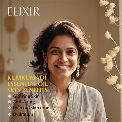 Kumkumadi Face Elixir – Anti - Aging & Skin Brightening Oil | 30 ml – Face Serum on Brown Living™. SKU: 24 - KM - FE - 30ML. Img 6.
