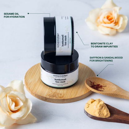 Kumkumadi Face Mask 30gm – Brightening & Nourishing Skincare – Face Mask on Brown Living™. SKU: KUMFM015. Img 3.