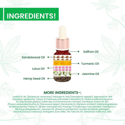 Kumkumadi Face Oil – Ayurvedic Glow & Skin Brightening Oil – Face Oil on Brown Living™. SKU: KUM_10ml. Img 6.