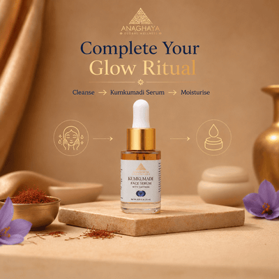 Kumkumadi Face Serum with Saffron for Glowing Skin – Face Serum on Brown Living™. SKU: 02. Img 1.