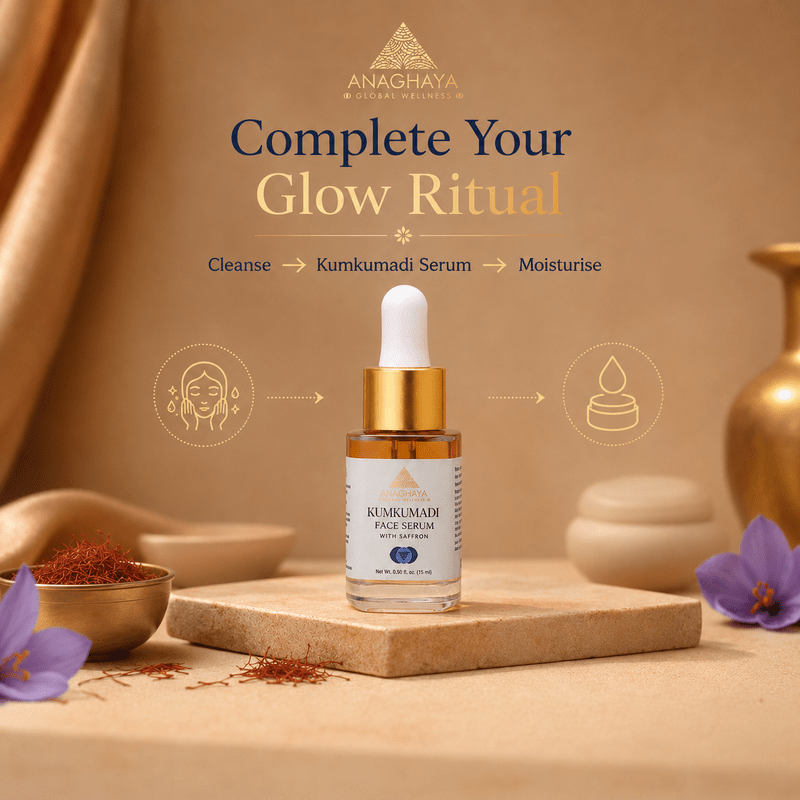 Kumkumadi Face Serum with Saffron for Glowing Skin – Face Serum on Brown Living™. SKU: 02. Img 1.