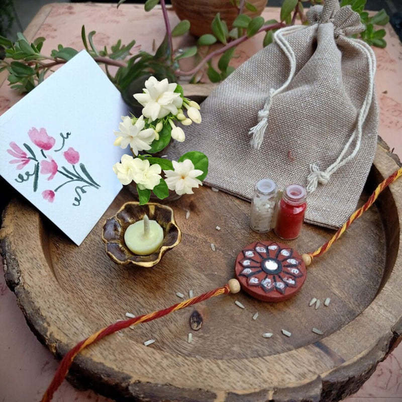 Kutch Painted Terracotta Clay Craft Rakhi Festive Hamper | Verified Sustainable Rakhi on Brown Living™