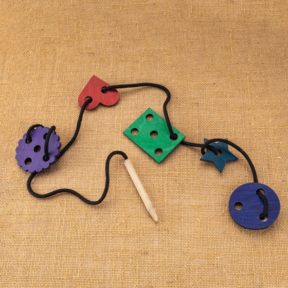 Lacing Activity Set Toy | Fine Motor Skills & Hand Eye Coordination – Wooden Toys on Brown Living™. SKU: JNJ0007. Img 3.