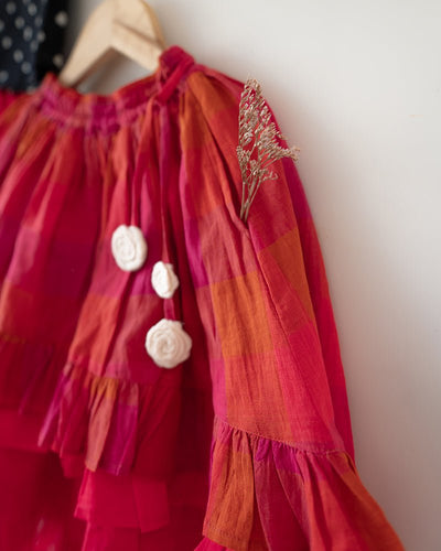 Laddoo Cotton Black Bandhani Top With Checkered Lehenga Set – Kids Ethnic Sets on Brown Living™. SKU: C34G2BML612. Img 6.