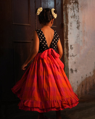 Laddoo Cotton Black Bandhani Top With Checkered Lehenga Set – Kids Ethnic Sets on Brown Living™. SKU: C34G2BML612. Img 18.