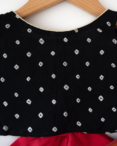 Laddoo Cotton Black Bandhani Top With Checkered Lehenga Set – Kids Ethnic Sets by Love The World Today available on Brown Living™. 6 - 12 M . SKU: C34G2BML612. Img 15.