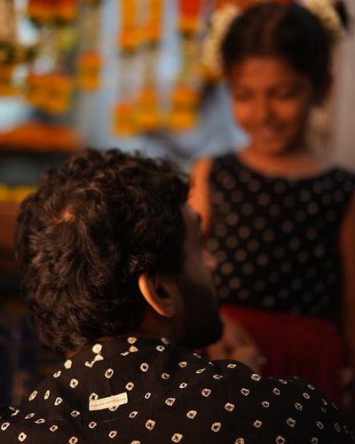 Laddoo Cotton Black Bandhani Top With Checkered Lehenga Set – Kids Ethnic Sets on Brown Living™. SKU: C34G2BML612. Img 9.