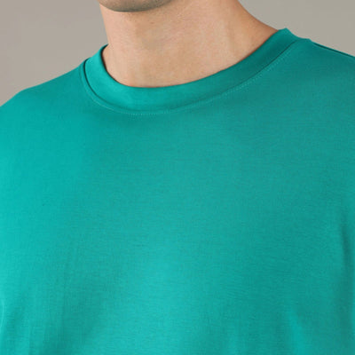 Lagoon Blue Organic Cotton Half - Sleeve T-Shirt – Mens T-Shirt on Brown Living™. SKU: OC-TL-TS-S. Img 2.