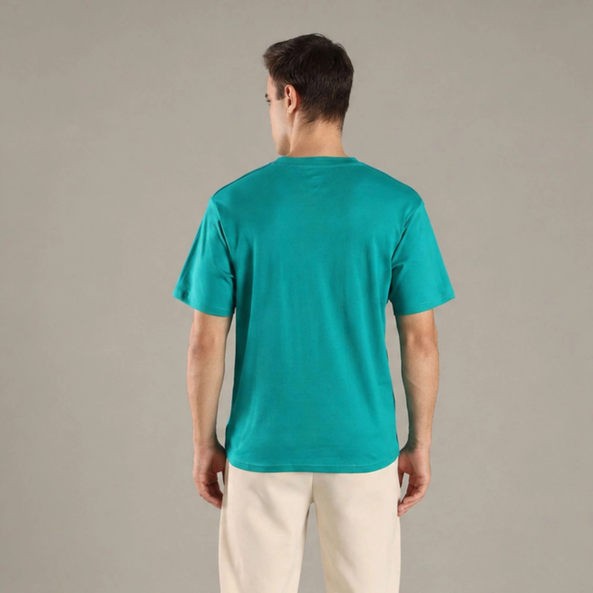 Lagoon Blue Organic Cotton Half - Sleeve T-Shirt – Mens T-Shirt on Brown Living™. SKU: OC-TL-TS-S. Img 3.
