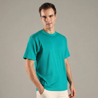 Lagoon Blue Organic Cotton Half - Sleeve T-Shirt – Mens T-Shirt on Brown Living™. SKU: OC-TL-TS-S. Img 4.