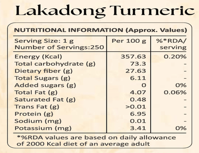 Lakadong Turmeric 250g – High Curcumin Organic Turmeric Powder – Cereal & Meusli on Brown Living™. SKU: I00015. Img 4.