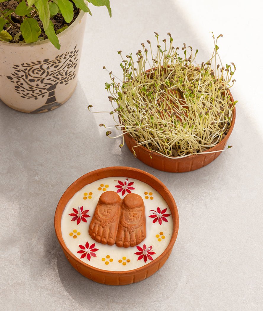 Lakshmi Charan Diya | Diwali Diya For Pooja & Festive Decor – Candles & Fragrances on Brown Living™. SKU: Gul_Diwali_26_006. Img 3.