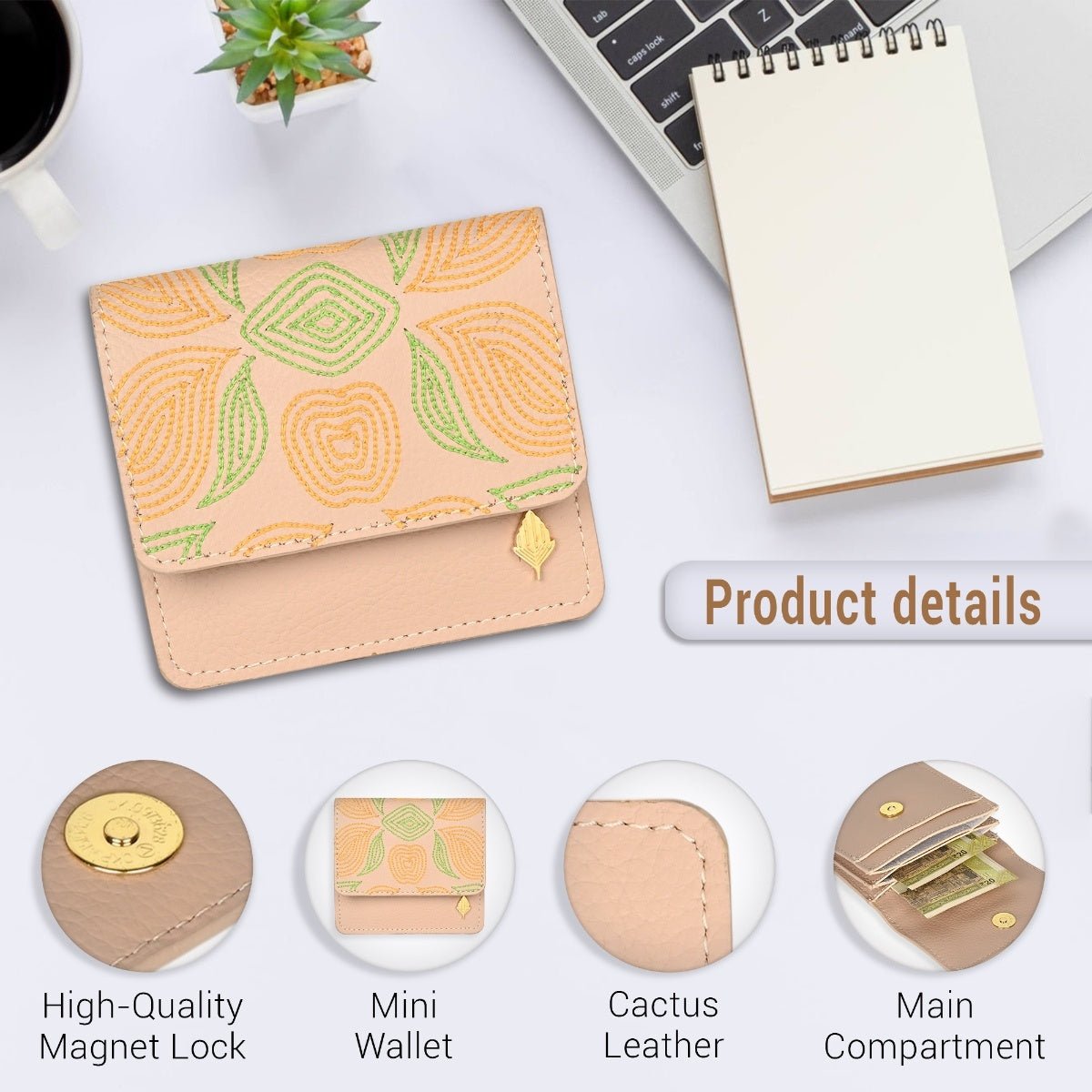 Lana - Cactus Leather Cardholder (Almond) – Card Sleeves on Brown Living™. SKU: CHGH8010. Img 8.