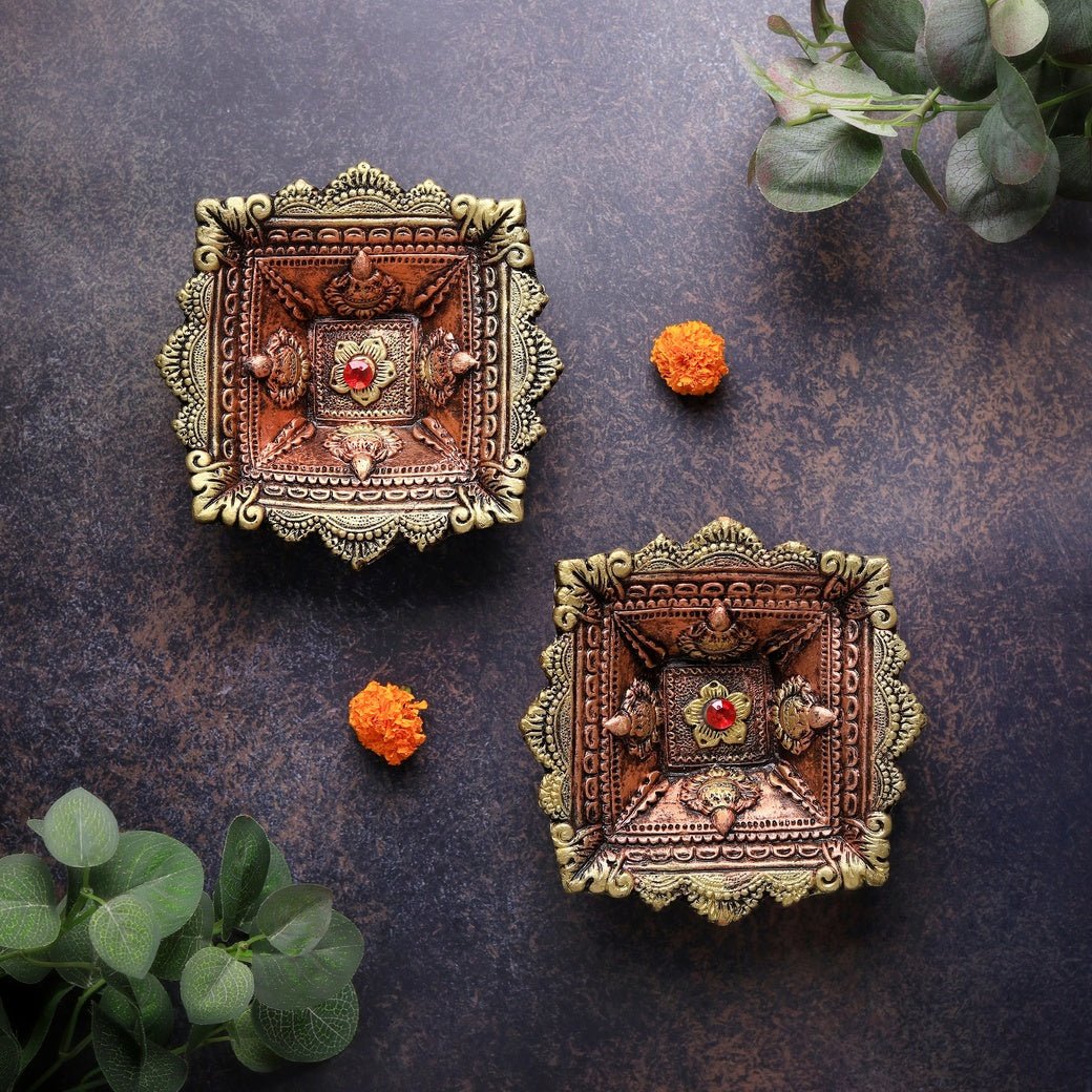 Large Charmukhi Diya Set – Handmade Decor – Home Decor on Brown Living™. SKU: D48. Img 2.