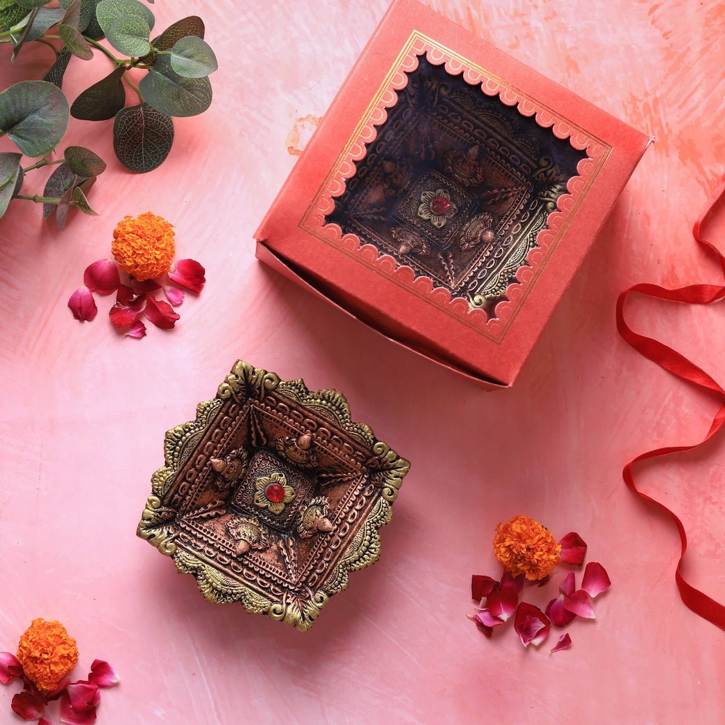 Large Charmukhi Diya Set – Handmade Decor – Home Decor on Brown Living™. SKU: D48. Img 4.