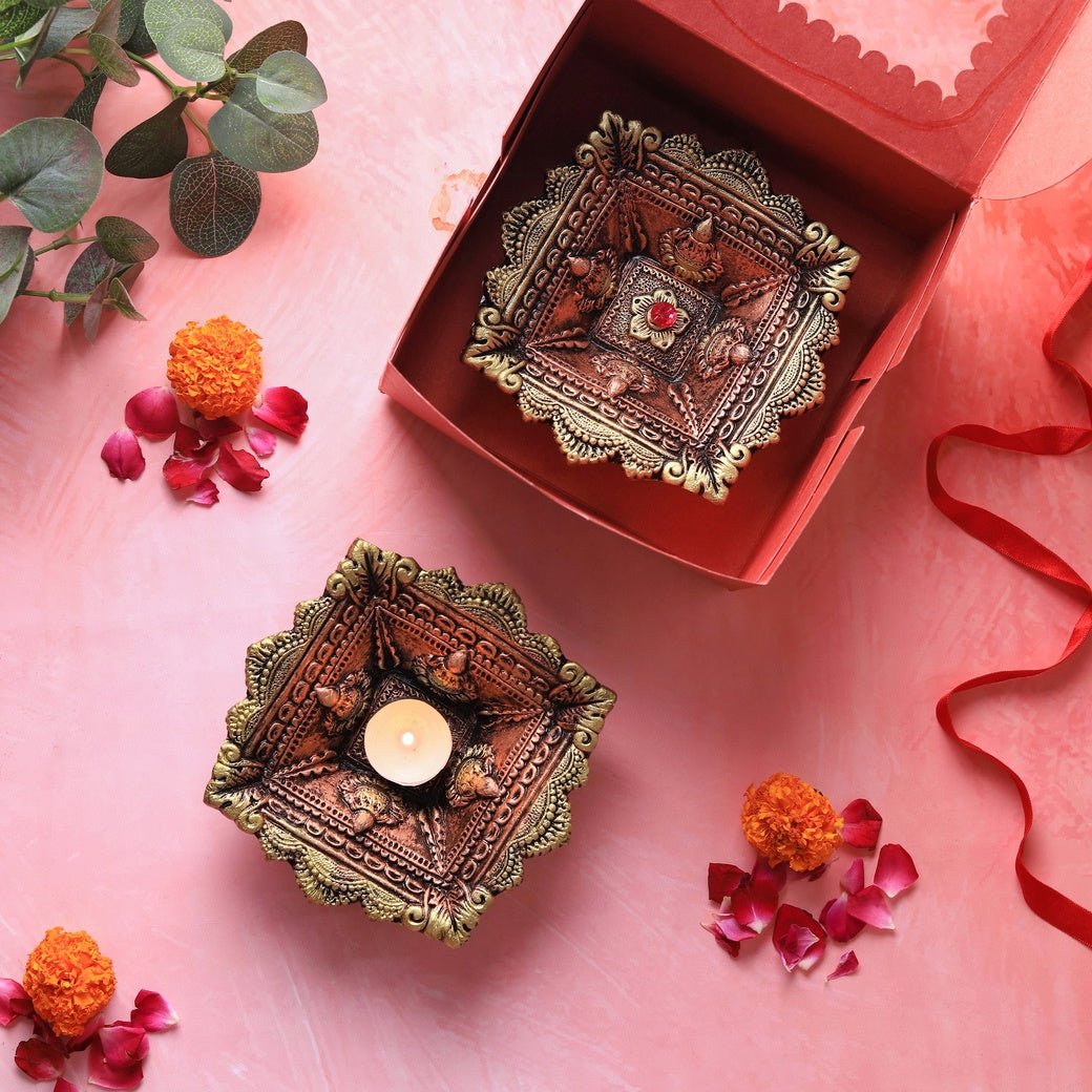 Large Charmukhi Diya Set – Handmade Decor – Home Decor on Brown Living™. SKU: D48. Img 3.