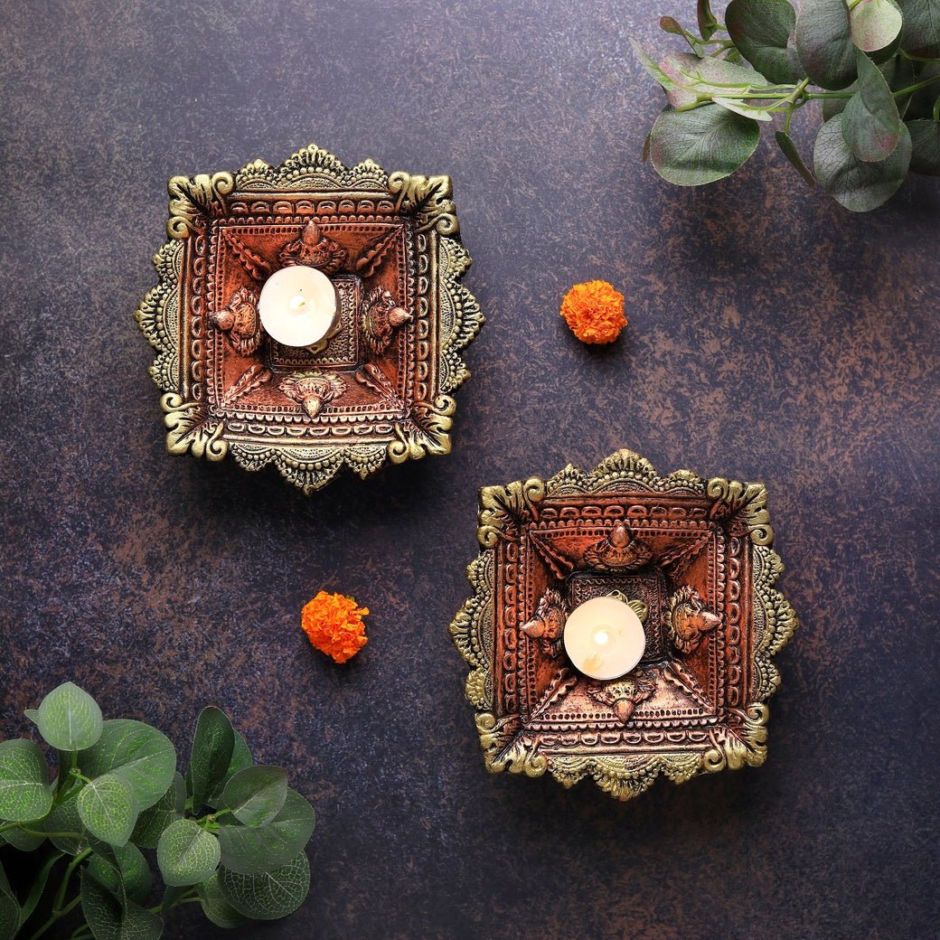 Large Charmukhi Diya Set – Handmade Decor – Home Decor on Brown Living™. SKU: D48. Img 1.