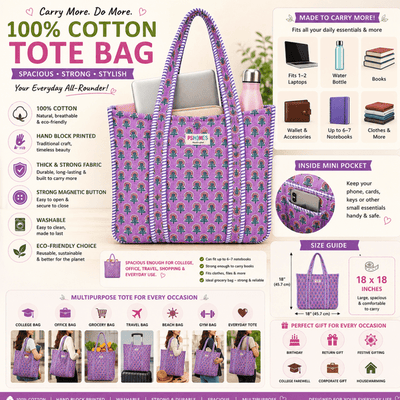 Large Cotton Tote Bag 18x18 Inches | 100% Reusable Shoulder Tote – Tote Bags on Brown Living™. SKU: 18X18PINKROSES. Img 6.