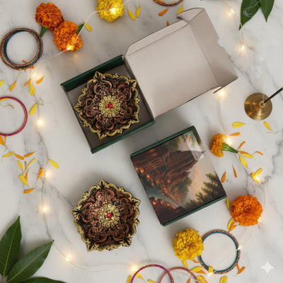 Large Panchmukhi Diya Set – Festive Ethnic Decor – Home Decor on Brown Living™. SKU: D49. Img 4.