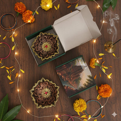 Large Panchmukhi Diya Set – Festive Ethnic Decor – Home Decor on Brown Living™. SKU: D49. Img 7.