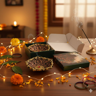 Large Panchmukhi Diya Set – Festive Ethnic Decor – Home Decor on Brown Living™. SKU: D49. Img 3.