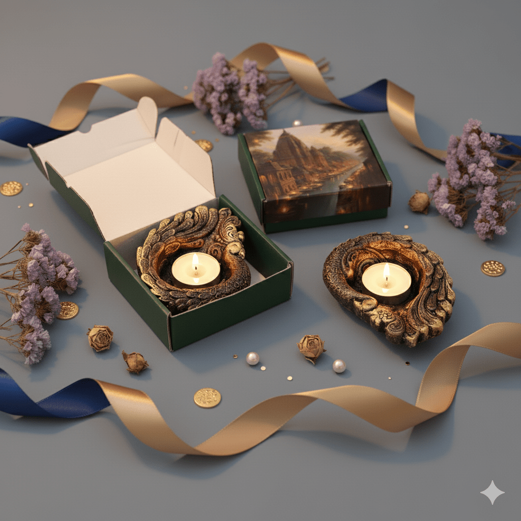 Large Peacock Diya Set Of 2 - Diwali Decoration & Festival Lighting – Home Decor on Brown Living™. SKU: D60. Img 1.