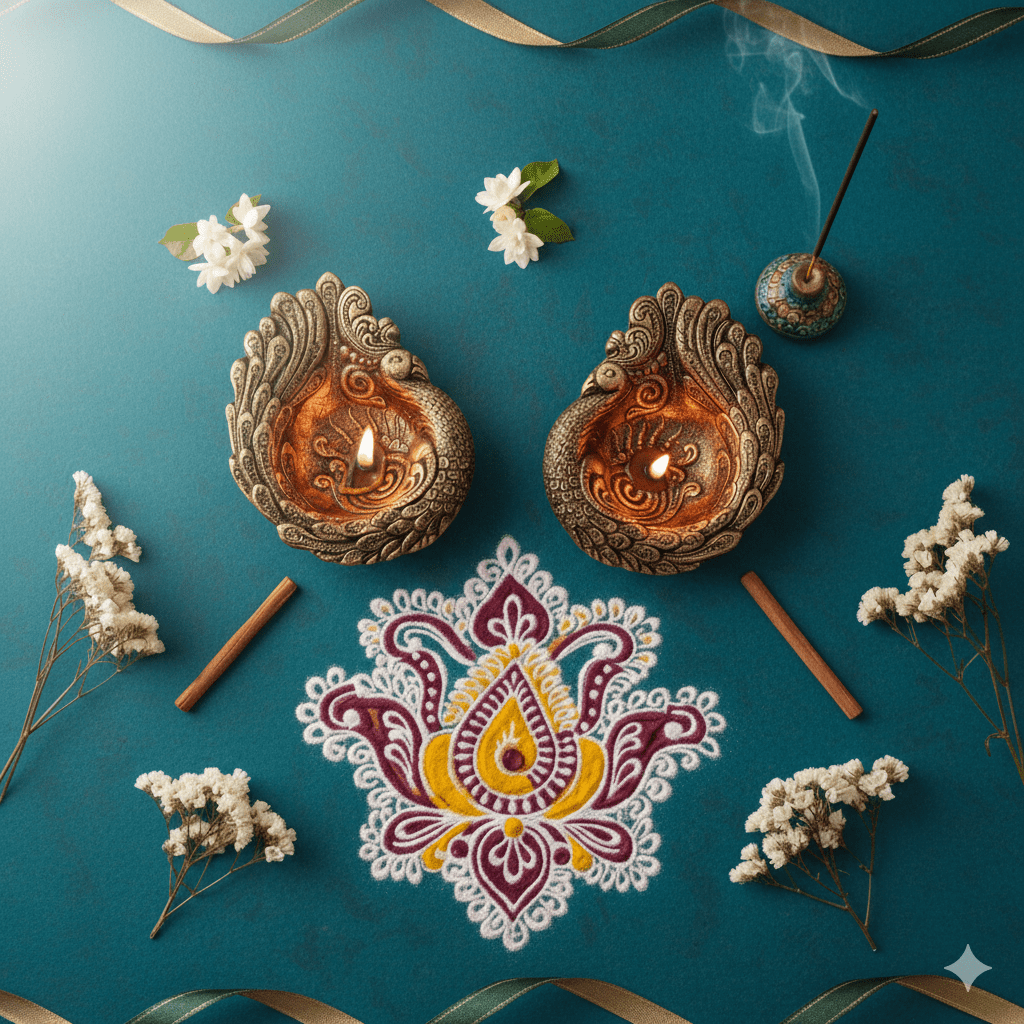 Large Peacock Diya Set Of 2 - Diwali Decoration & Festival Lighting – Home Decor on Brown Living™. SKU: D60. Img 5.