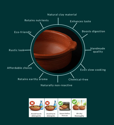 Large Red Clay Curry Pot – Handmade Earthen Cookware – Cookware on Brown Living™. SKU: CW9. Img 4.