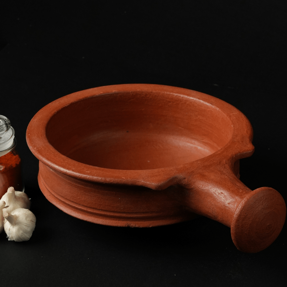 Large Red Clay Sauce Pot – Handmade Earthen Cookware – Kitchen Tools on Brown Living™. SKU: CW11. Img 1.