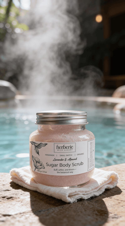 Lavender & Almond Sugar Body Scrub | Gentle Exfoliation – Body Scrub on Brown Living™. SKU: LASS-200. Img 4.