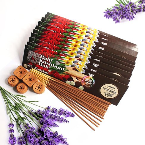 Lavender Bah Kushboo Bah Premium Sensorial Aromatic Incense Sticks (10 Packs = 400+ Sticks) | Verified Sustainable by Brown Living™