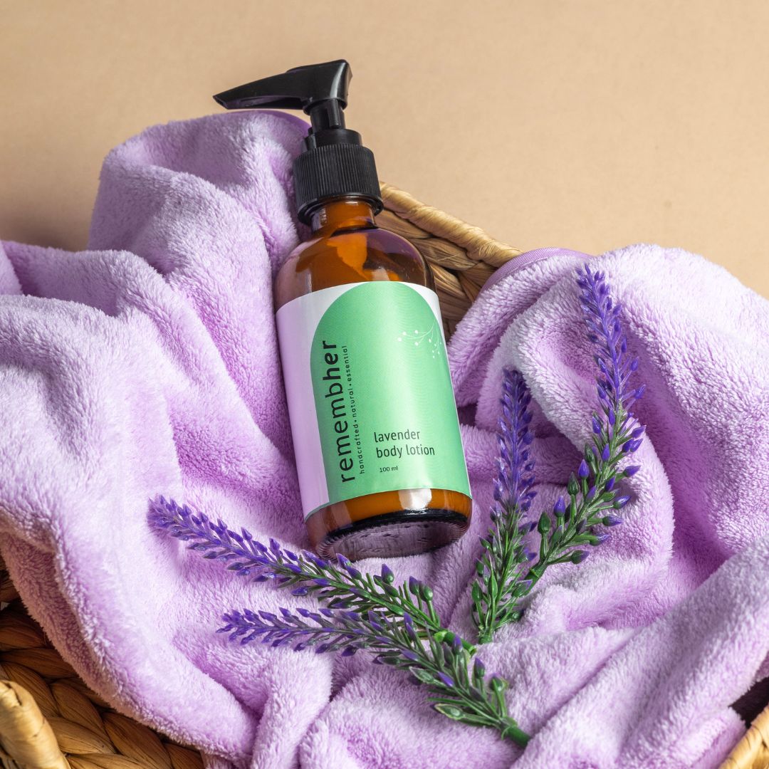 Lavender Body Lotion for Hydration & Deep Moisturization | Natural – Body Lotion by remembher available on Brown Living™. . SKU: LAVBL001. Img 1.